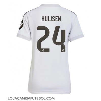Camisa de Futebol Real Madrid Dean Huijsen #24 Equipamento Principal Mulheres 2025-26 Manga Curta Camisa de Futebol Real Madrid Dean Huijsen #24 Equipamento Principal Mulheres 2025-26 Manga Curta
